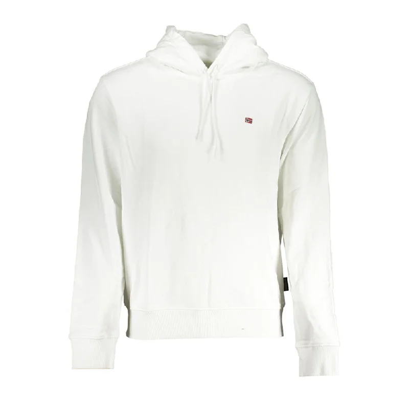 Elegant White Hooded Cotton Sweater Terry Blend Velvet Blend Canvas Blend