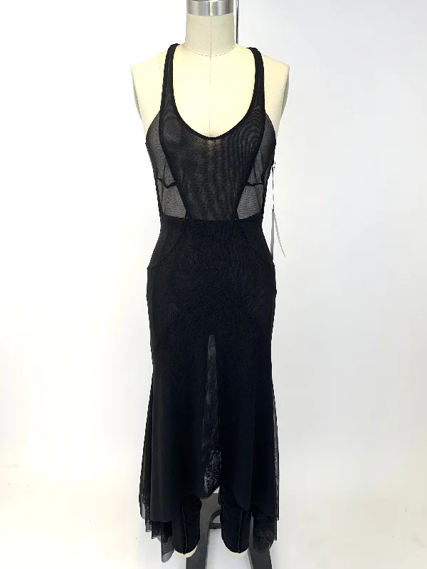 Kathryn Bowen Godet Mesh Dress