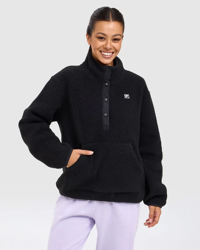 Women's Violet Fleece Pullover Gathered Sleeve Pullover