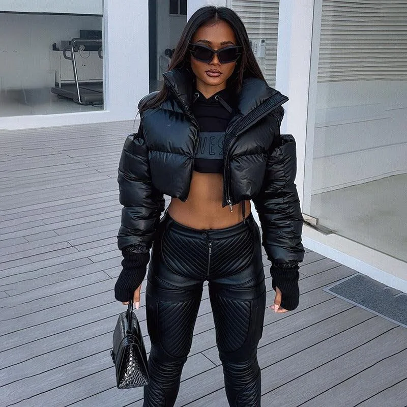 Mechanical Style Off-Shoulder Zipper Cotton Jacket Embroidered Jacket Appliqued Jacket Beaded Jacket Mechanical Style Off-Shoulder Zipper Cotton Jacket Embroidered Jacket Appliqued Jacket Beaded Jacket