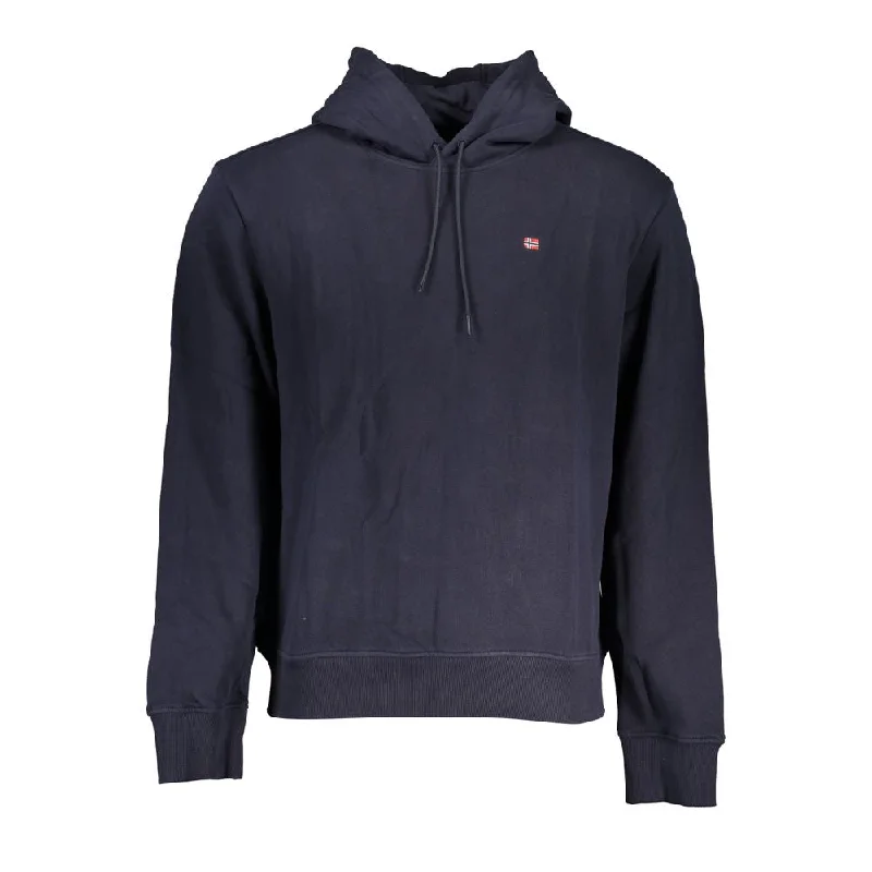 Chic Blue Hooded Cotton Sweater For Men Spandex Blend Rayon Blend Denim Blend