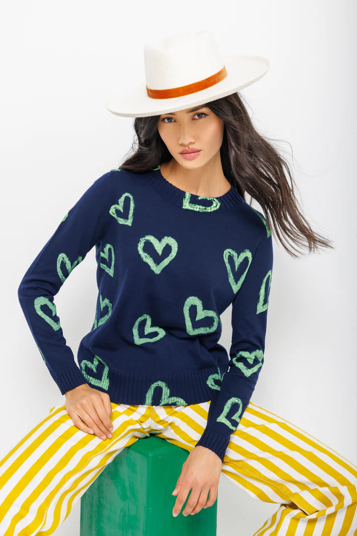 Love Zone Sweater Navy - Lisa Todd Mesh Sweater Canvas Denim