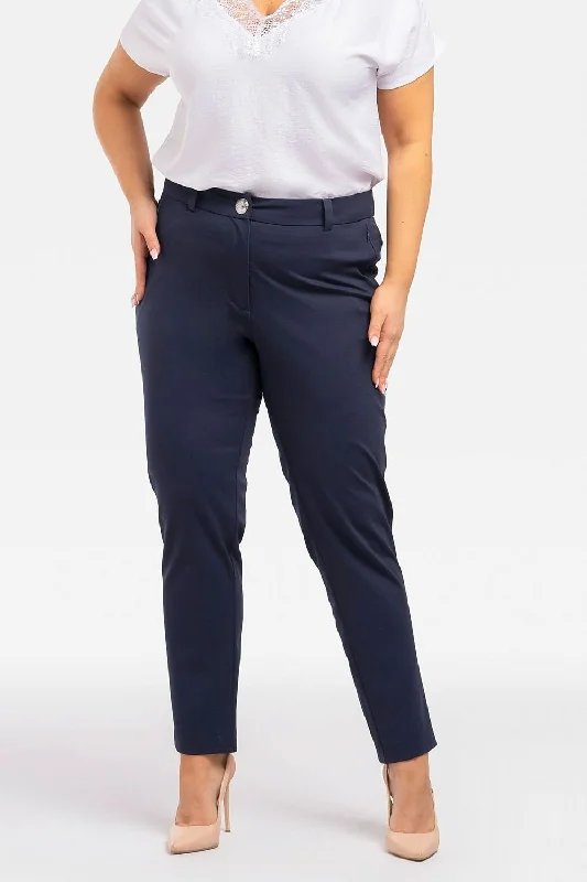 Stylish Plus Size Trousers 195034 Karko - Elegant Viscose Knit Fabric for Comfort and Sophistication Trousers Fall Fleece
