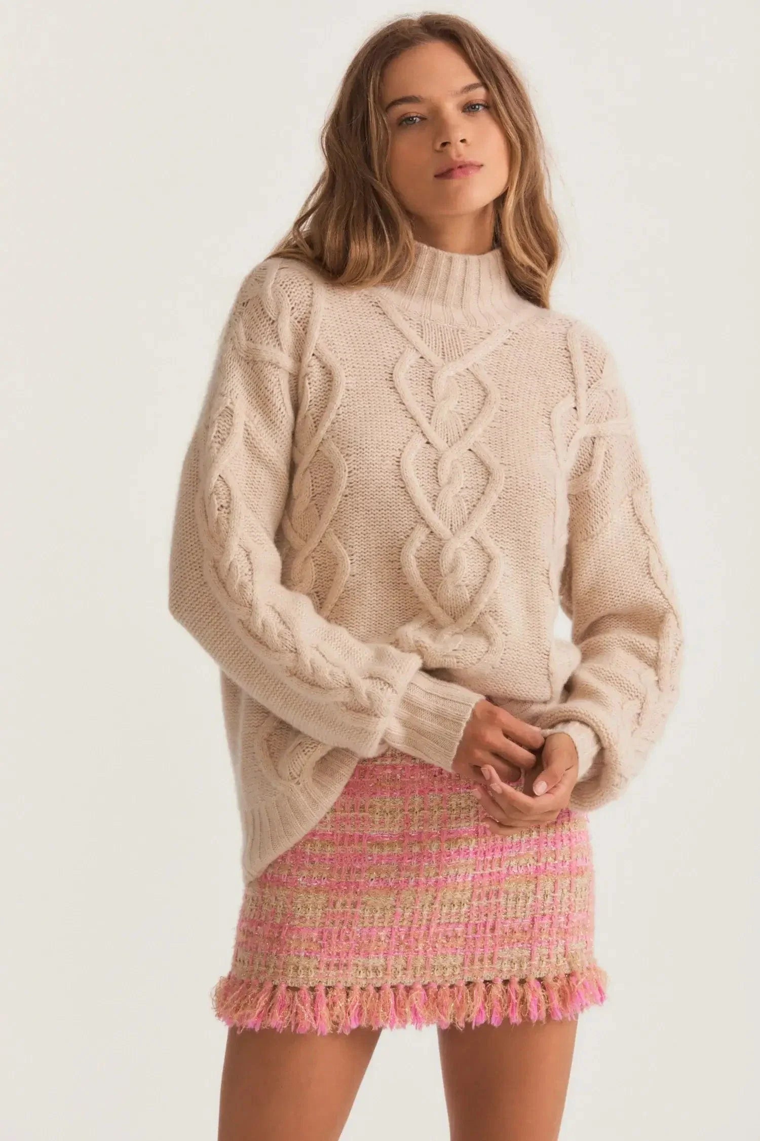 Izia Pullover in Wheat Fleece Warm Pullover