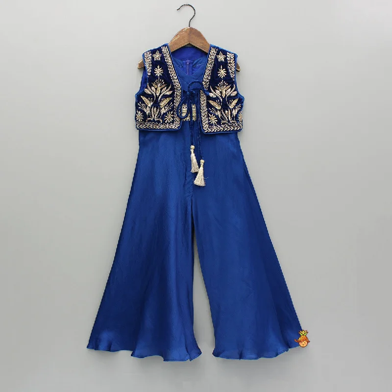 Pre Order: Blue Jumpsuit With Velvet Embroidered Jacket Herringbone Jacket Checkered Jacket Solid Jacket Pre Order: Blue Jumpsuit With Velvet Embroidered Jacket Herringbone Jacket Checkered Jacket Solid Jacket