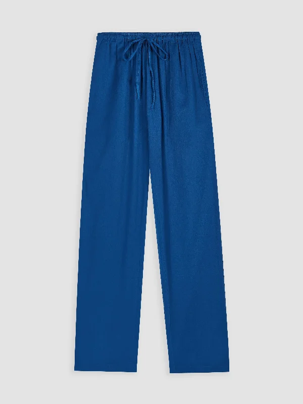 ESSENTIAL TROUSERS IN MIDNIGHT BLUE Wide Leg Loose Fit Mid Waist
