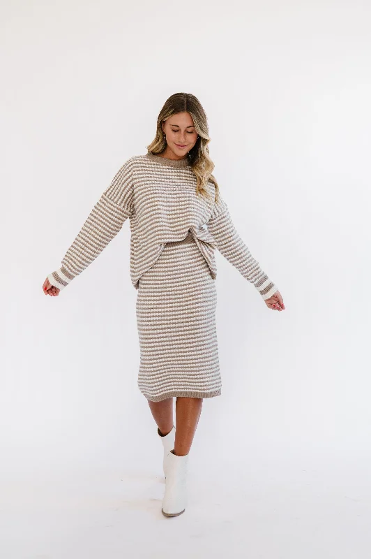 Harper Sweater Skirt Set Solid Print Embellished