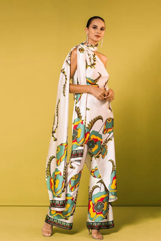 Patterned set top and trousers Trousers Canvas Durable