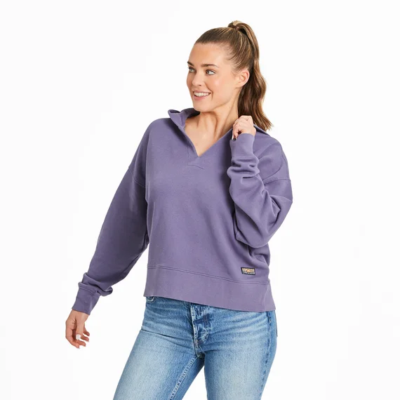 Life is Good. Women's Solid French Terry Boxy Pullover Hoodie, Dusk Purple Jewel Neck Pullover Life is Good. Women's Solid French Terry Boxy Pullover Hoodie, Dusk Purple Jewel Neck Pullover