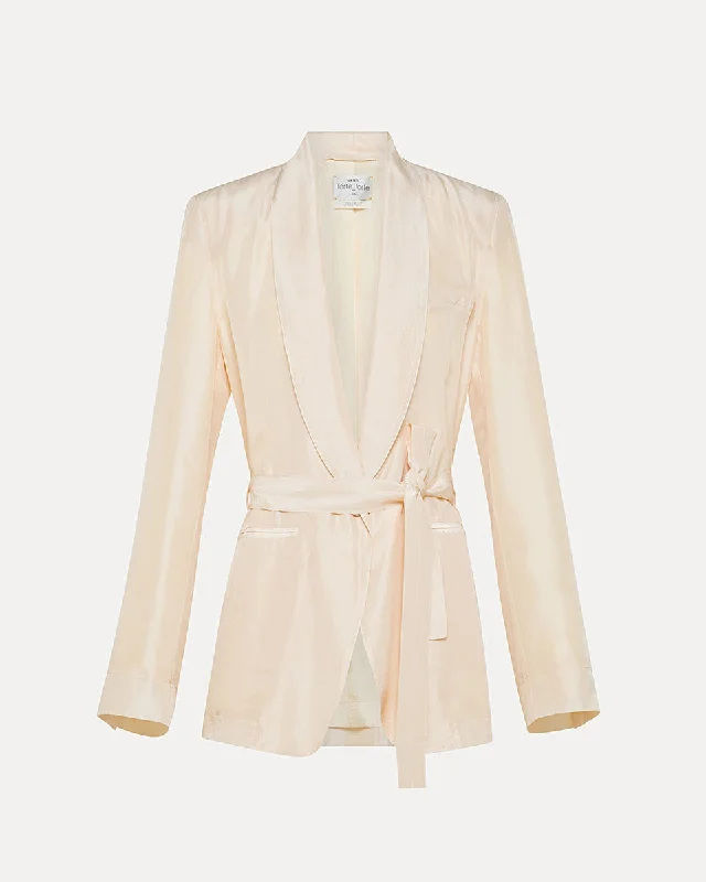 Belted Jacket in Habotai Silk Tailored Jacket Straight Jacket A-Line Jacket