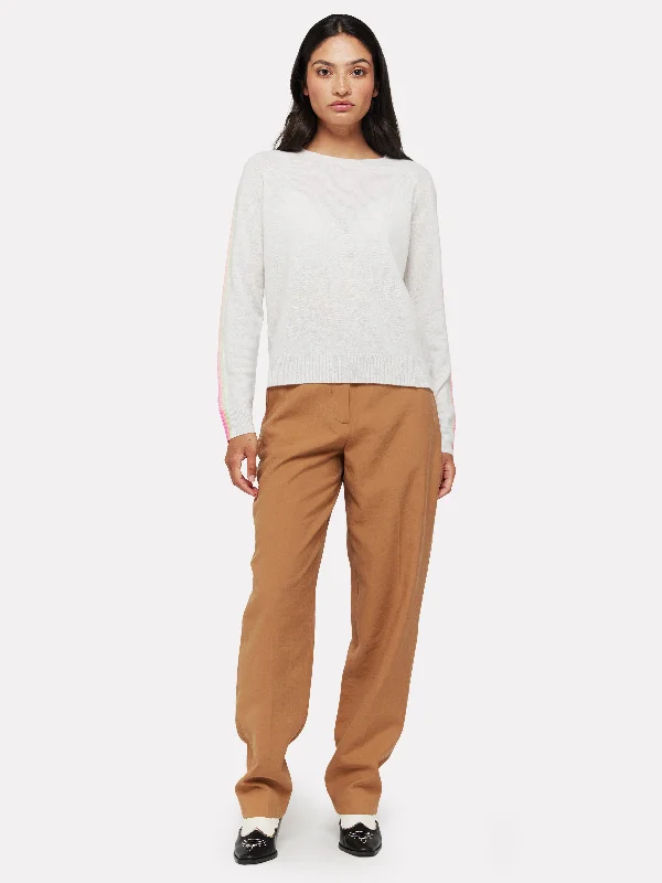 Porcha Stripe Sweater Haze - Brodie Cashmere Anti-Pilling Anti-Shrink Durable