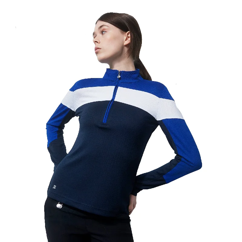 Daily Sports Calais Spectrum Blue Longsleeve Womens Golf Pullover Textured Knit Design