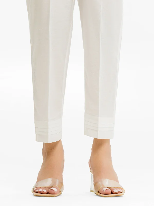 Women's White Trouser - EWBS23-76564 Trousers Denim Distressed