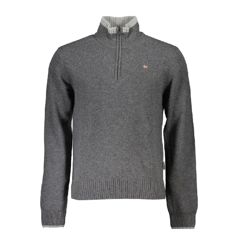 Gray Fabric Men Sweater Terry Terry Cloth Terry Knit