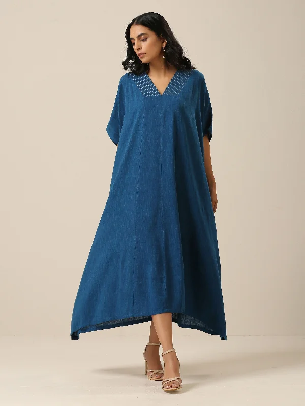 trueBrowns Classic Blue Panel Kaftan dress