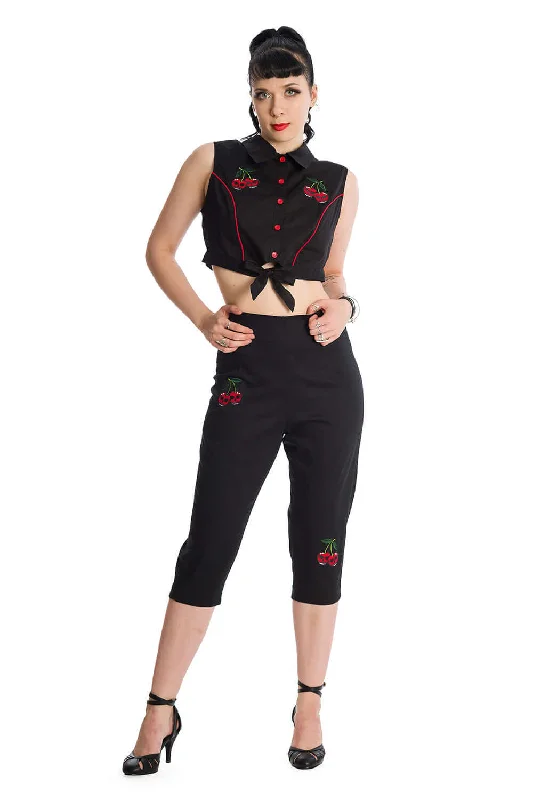 Banned Retro Sweet Revenge Cherry Skull Rockabilly Trousers Trousers Summer Linen