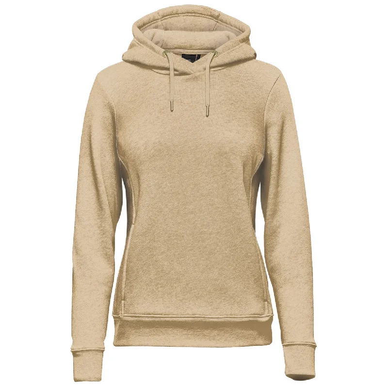 Stormtech Women's Oatmeal Heather Monashee Fleece Pullover Hoodie Shirred Sleeve Feminine