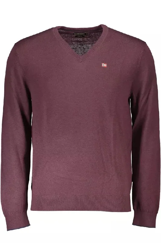 Red Wool Men Sweater Anti-Pilling Anti-Shrink Durable