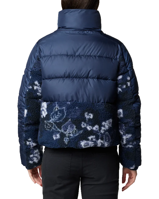 Leadbetter Point II Print Sherpa Hybrid Jacket in Collegiate Navy & Collegiate Navy Shadowvines