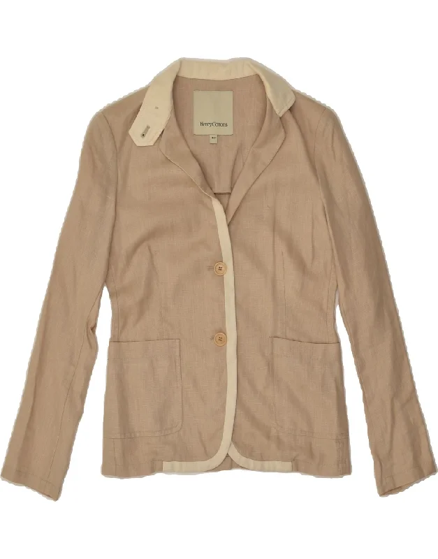 HENRY COTTONS Womens 2 Button Blazer Jacket IT 40 Small Beige Linen