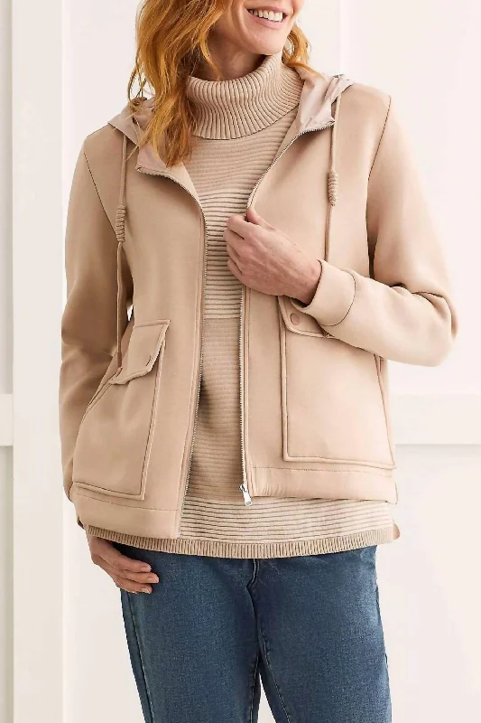 Hooded Zip Up Jacket In Cashmere