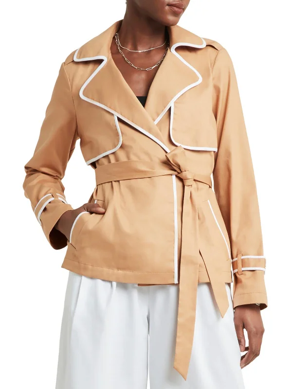 Womens Piping Cotton Trench Coat