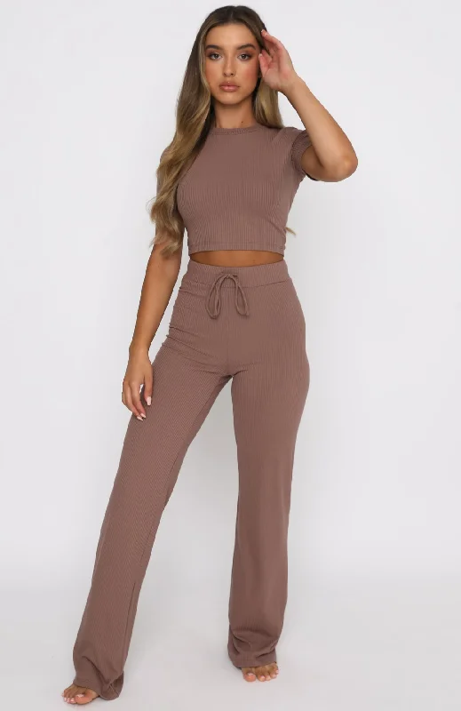 Adore You Ribbed Pants Chocolate