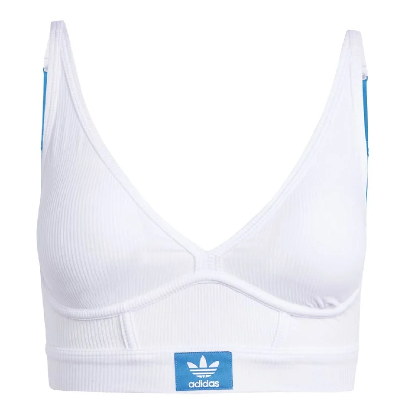 adidas - Women's Adicolor Flex Ribbed Cotton Two-Ply Plunge Brami Bra (GC3842)