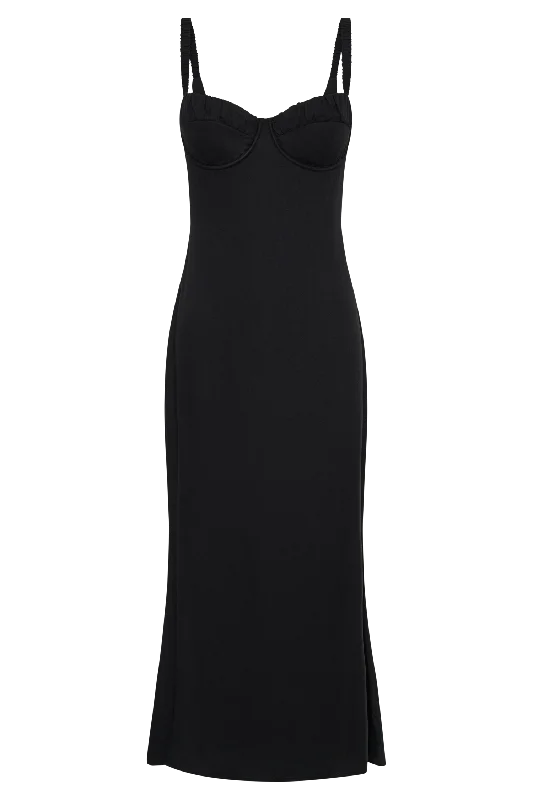 Constance Cupped Midi Dress - Black