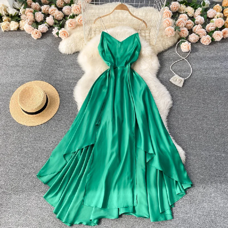 Cute A Line Irregular Dress Green Fashion Dress  10788