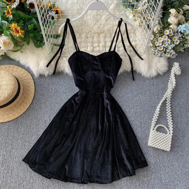 Cute Velvet Short A Line Dress Fashion Dress  10789