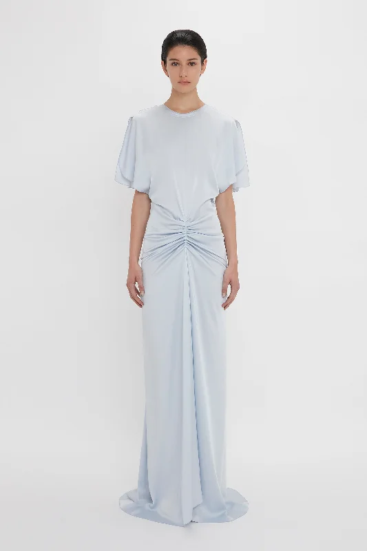 Exclusive Floor-Length Gathered Dress In Ice