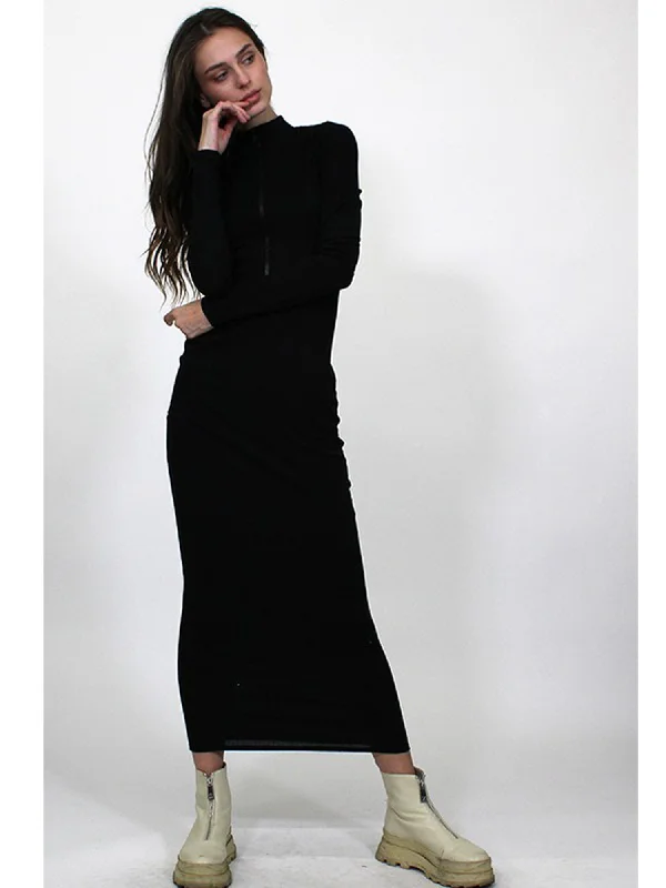 Junie Ribbed Zip Mock Neck Maxi Dress