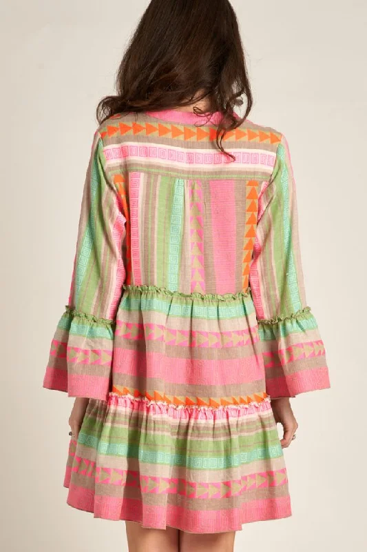 Fiesta Forever V Neck Long Sleeve Dress