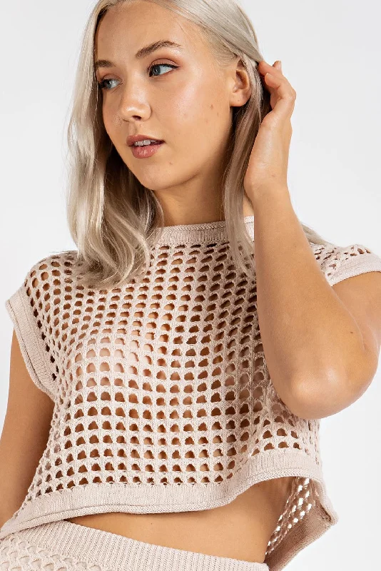 Woven Way Crochet Set Skirt and Crop Top in Natural