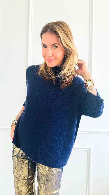 Break Free Italian Sweater Top - Navy