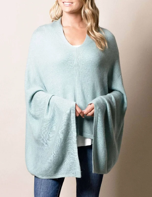 Cashmere & Wool Poncho - Sea