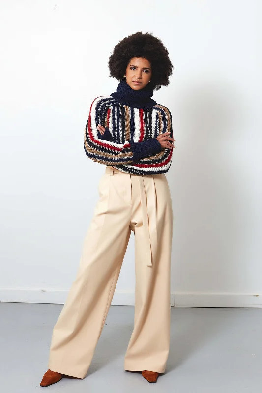 Exclusive Stripe Cropped Turtleneck Sweater