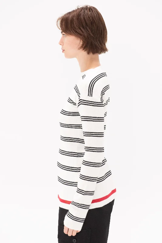 Stripe Roundneck Sweater, Alabaster