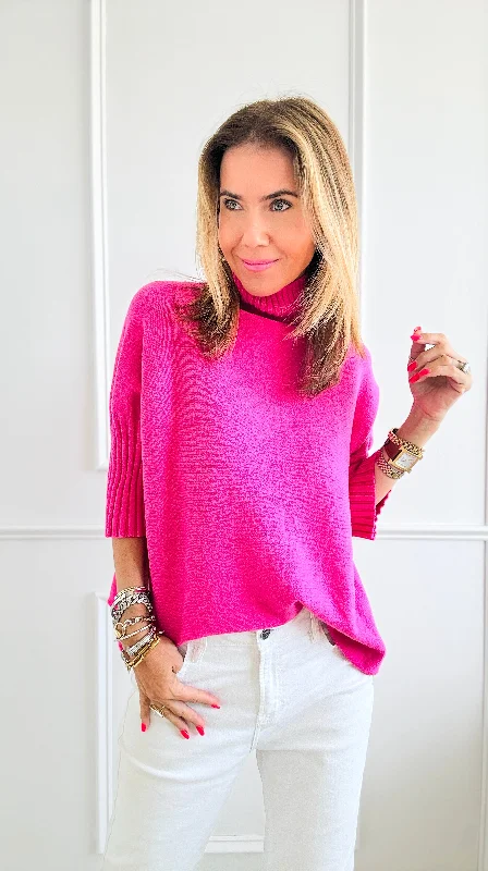 Break Free Italian Sweater Top - Fuchsia