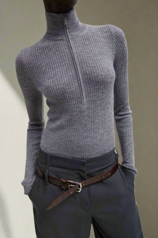 Half Zip Ribbed Sweater