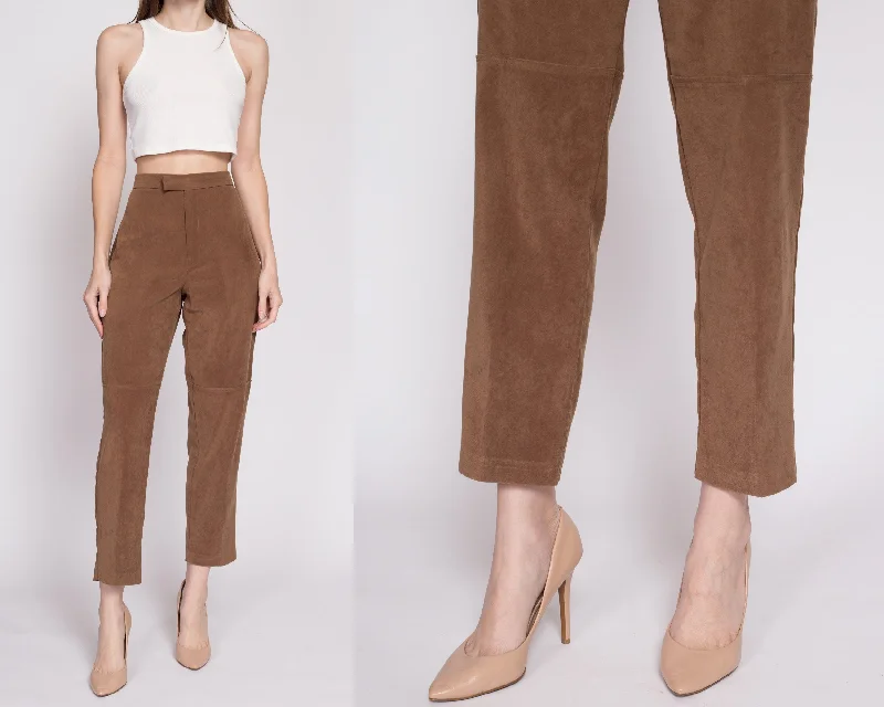 80s Brown Ultrasuede Trousers - Petite Medium, 28.5""