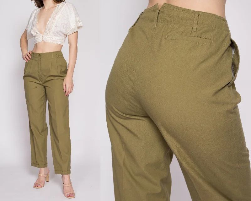 80s Olive High Waisted Trousers - Medium, 28""