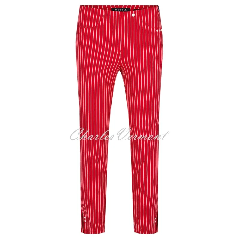 Robell Bella 09 - 7/8 Cropped Trouser 52483-54567-41 (Red / White)