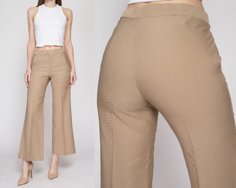 Small 70s Tan Mid Rise Flared Pants