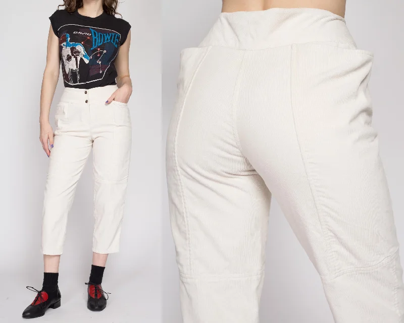 XS 80s White Corduroy Capri Pants