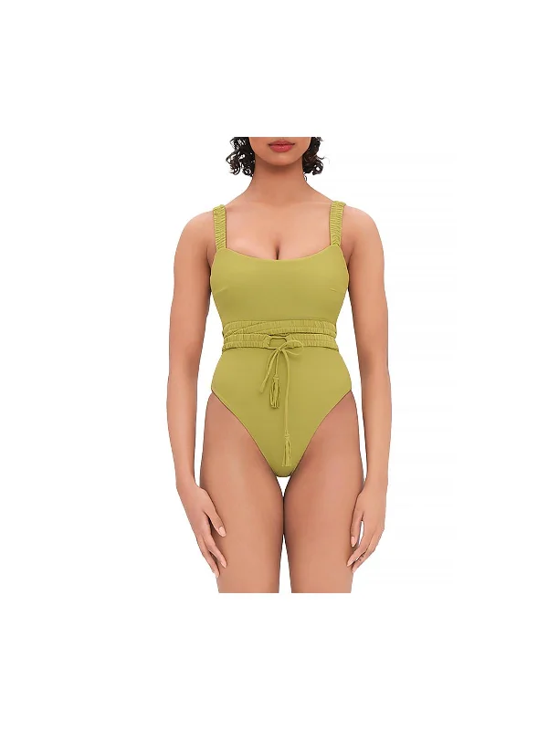 Anti Belted  Womens Strappy Nylon One-Piece Swimsuit