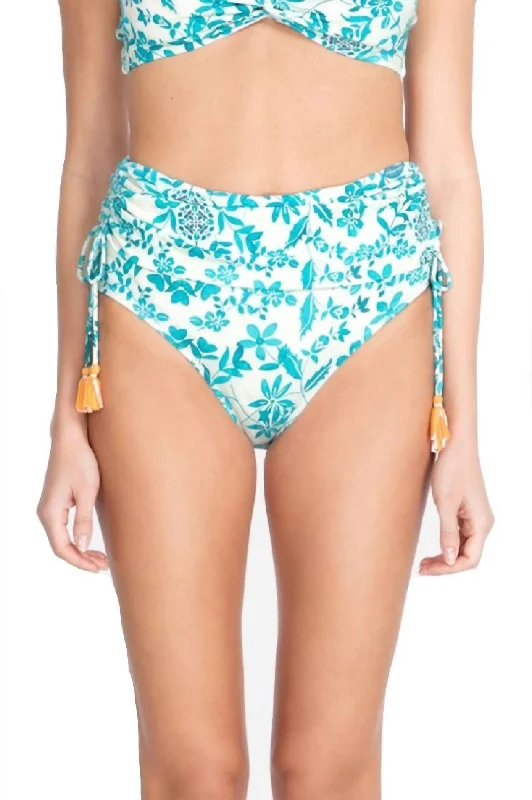 Ellyo Banded High Waisted Bottom In Blue Multi