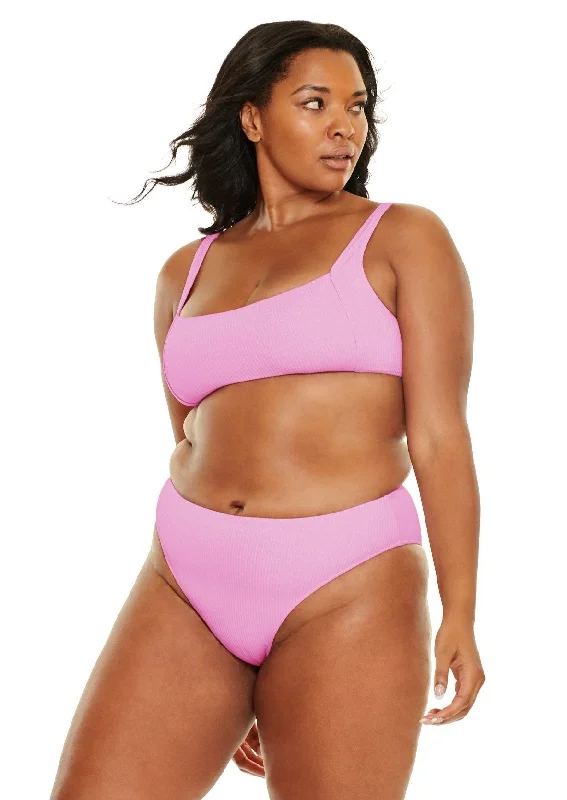 Monaco High Waist Cheeky Bikini Bottom - Blushing Pink