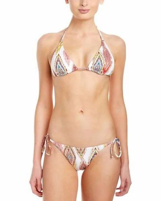 Patara Embroidered Tie Strap Teeny Bikini Bottom Swimsuit In Multi